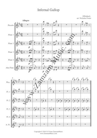 Offenbach. J - Infernal Gallop (Can-Can) Piccolo, 4 flutes, alto flute